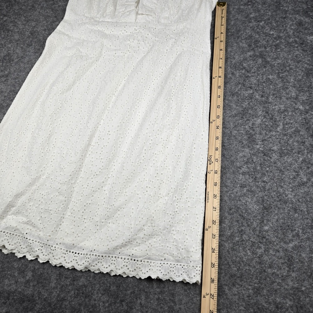Lily Pulitzer Adeline Dress Women's Sz 8 White Eyelet Embellished Ruffled V Neck - Picture 6 of 8